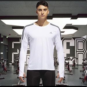 Adidas 3 Stripe Long Sleeve Run Tee NWT